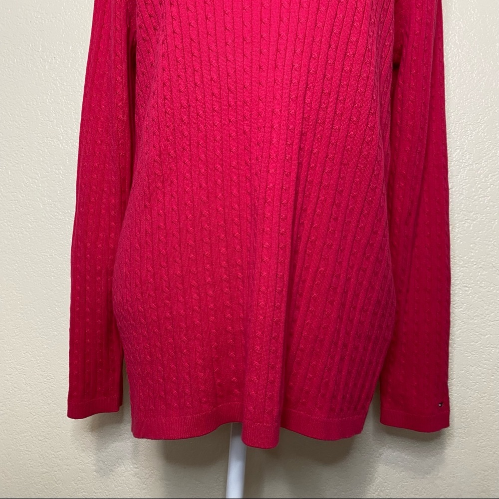 Tommy Hilfiger Red Cable Knit V-Neck Sweater in Dragonfruit color Size XL NWT - Picture 11 of 12